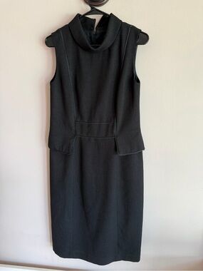 David Meister Black Sleeveless Midi Sheath Dress